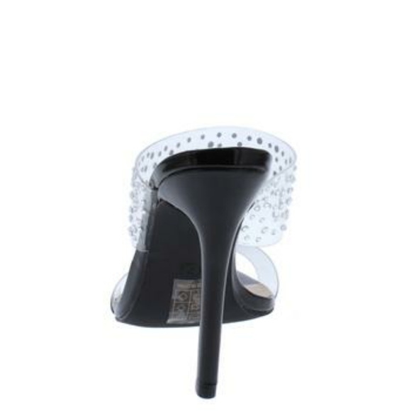 Black Sparkle Lucite Pointed Open Toe Stiletto - Picture 5 of 10